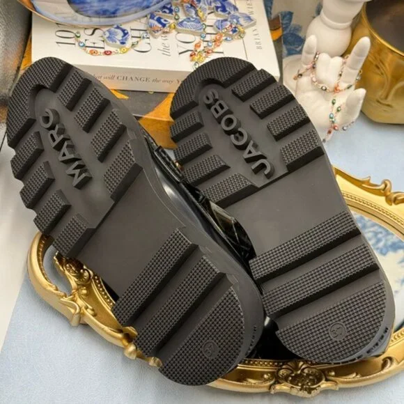 🆕 MARC JACOBS 🧿 NWOB The Frankie Logo-Plaque Platform Loafer, Black Sz 37 US7 - Picture 13 of 14
